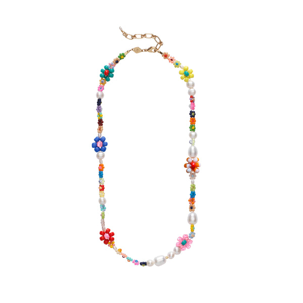 Beaded Necklace I Flowers necklace I Colourful beaded necklace bead jewelry gift oval I Necklaces on sale for Women I Handmade Jewelry