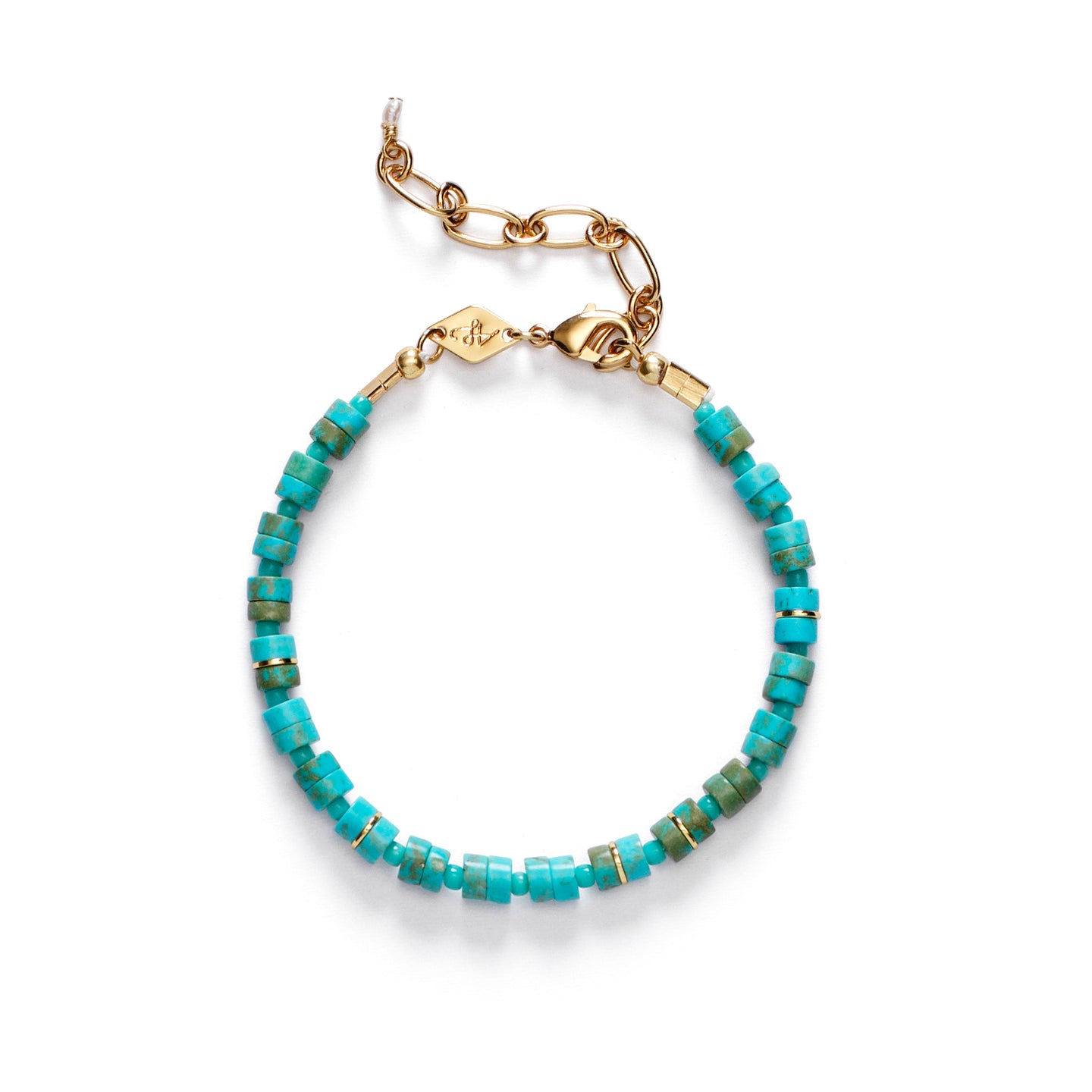 Gold Long Necklace w/Ivory Circle Beads - Evelie Blu Boutique